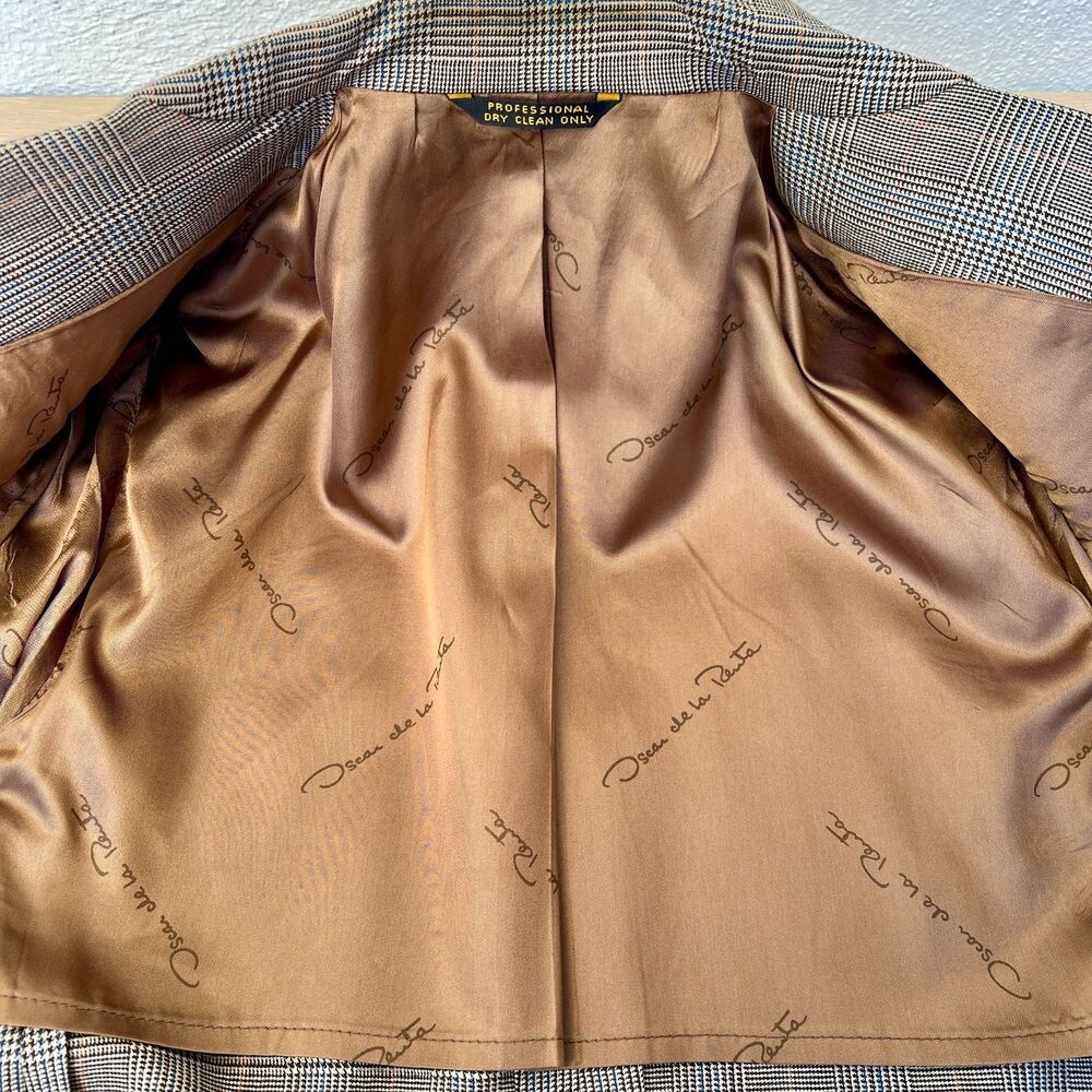 Vintage 80s Oscar de la Renta Men's 40R/Med 2-Piece Glen Plaid Vest & Blazer - Picture 8 of 16